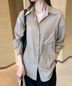 シャツ・ブラウス | シャツ おしゃれ 無地 オフィス ボダン ブラウス トップス ロング 襟付き 前開きシャツ レディース 仮ポケット付き