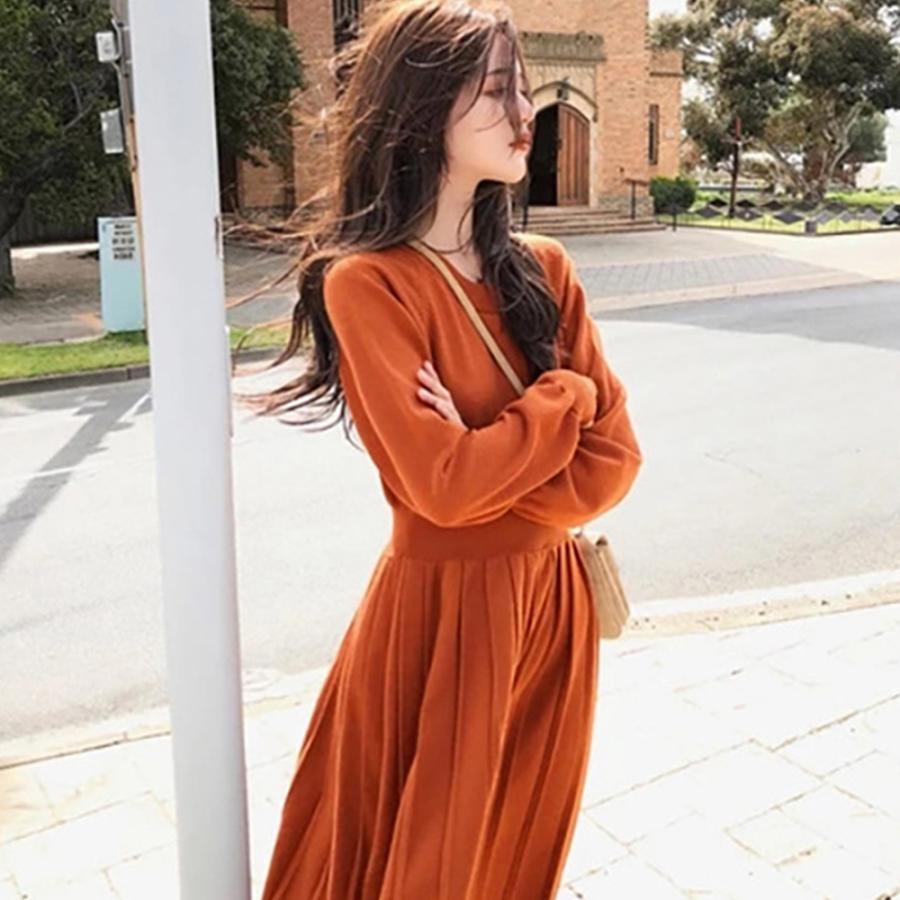 ワンピース | ニットプリーツワンピースレディースニット