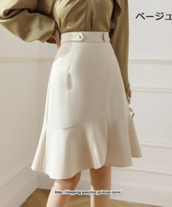 スカート | レディース ミニ膝上 マーメイド着痩せ フェミニン 優雅 上品 フリル 2022新作 韓国風 秋冬コーデ キレイめ 通勤 オシャレ 通学