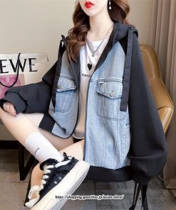 コート・ジャケット | フード付きデニムジャケット デニムジャケット レディース フード付き デニム ジャケット 送料無料 切り替え おしゃれ カジュアル 2022 細身 着痩せ 秋 冬 通勤