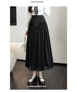 スカート | ロングティアードAラインレディース フレアハイウエスト 秋冬 無地 20代30代40代50代 オシャレ ゆったり