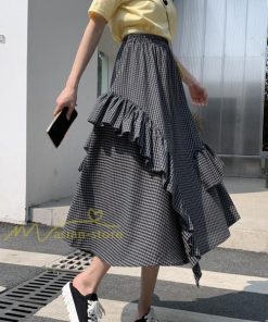 スカート | プリーツロング 春 夏 秋 マキシ 大きいサイズ フレアマキシプリーツ チェック柄 通勤通学 20代30代40代 不規則 フレア