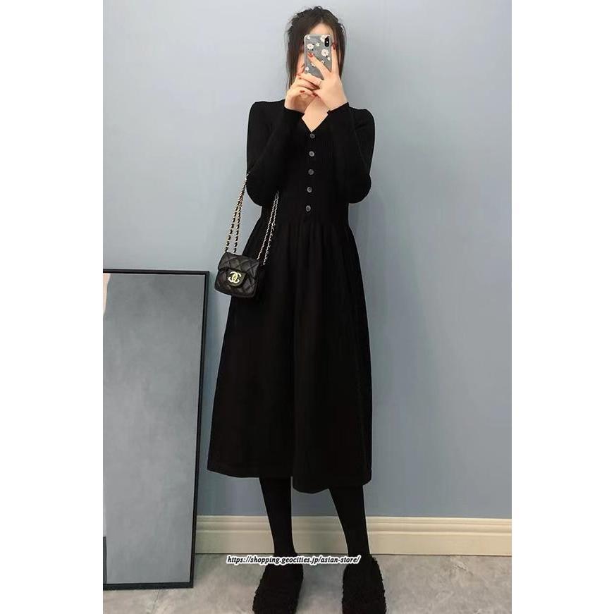 マキシ | ワンピース 秋冬 レディース ニットワンピース 大人 春 長袖 きれいめ ロング ニット フレア 袖あり 大人カジュアル 上品 ニットワンピース