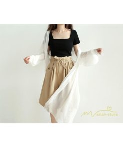 カーディガン | レディース ロングライトアウター 無地 羽織り UV対策 日焼け パフスリーブ 可愛い 20代30代 女の子 夏服 透け感 冷感