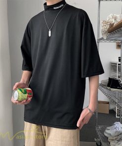 Tシャツ | Tシャツ メンズ 5分袖 カジュアル おしゃれ シンプル モックネック ゆったり 夏新作 英字 メンズスタイル 5分袖日常感 サマー カッコウイイ