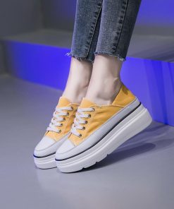 スニーカー | 厚底シューズ キャンバス厚底レディース レースアップ ラウンドトゥ 滑り止めソール ウォーキングシューズ スニーカー スポーツ