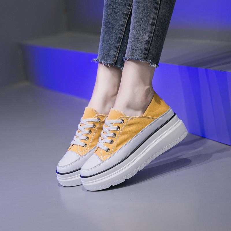 スニーカー | 厚底シューズ キャンバス厚底レディース レースアップ ラウンドトゥ 滑り止めソール ウォーキングシューズ スニーカー スポーツ