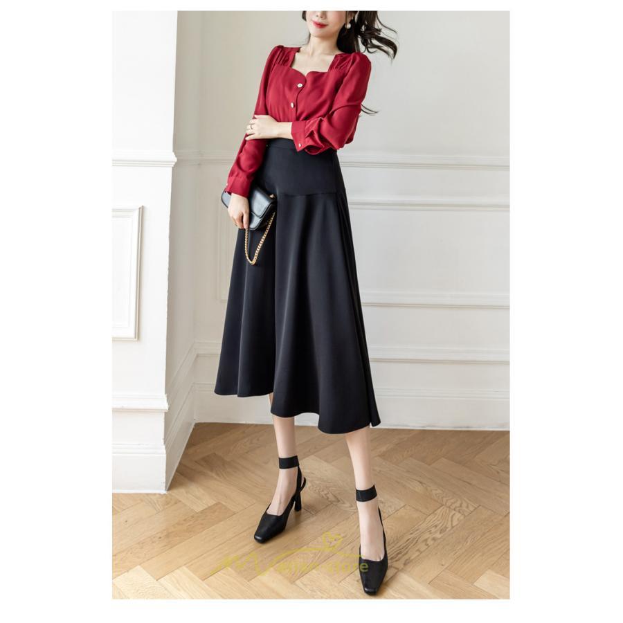 スカート | レディース ロング ミモレ フレアAライン ロング着痩せ 通勤 通学 オフィス OL オシャレ キレイめ カジュアル 20代30代40代50代