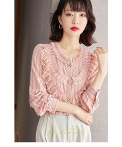 シャツ・ブラウス | ブラウス シャツ レディース トップス ピンク 可愛い レース フォーマル オフィス カジュアル 入学式 入園式 卒業式 卒園式 結婚式 ママ 秋 母 春 冬 通勤