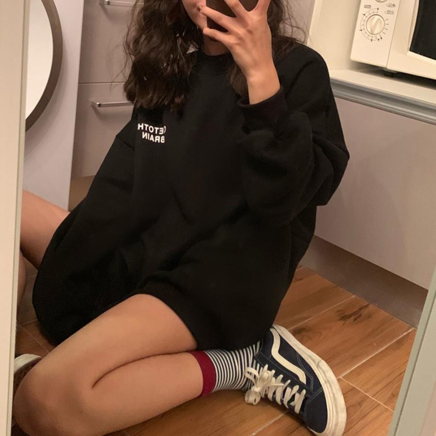 パーカ | 裏起毛 オーバーサイズ プルオーバー 体型カバー 長袖 トップス トレーナー スウェット レディース