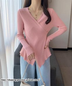 ニット・セーター | カットソー ニット レディース リブニット 長袖 秋冬 春 トップス スリム ストレッチ インナー 無地 着痩せ 通学通勤 長袖カットソー 長袖ニット プルオーバー