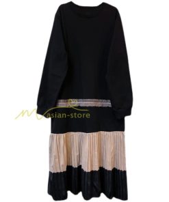 マキシ | スウェットワンピース ロングワンピース スウェット プリーツ裾 切り替え ゆったり 体型カバー 大きいサイズ 50代 かわいい 秋冬 大人 20代30代