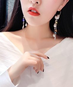 その他アクセサリー | レディース かわいい 大きめ チェーンピアス ロングピアス パール フープ ぶらさがり ピアス