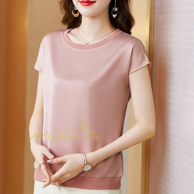 tシャツ・カットソー | トップス Tシャツ レディース 春 夏 秋 半袖 クルーネック 無地 プルオーバー 20代30代40代50代 ママ シンプル 着痩せ 大きいサイズ カジュアル 上品 お出かけ