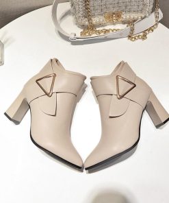 パンプス | ポインテッドトゥ ショートブーツ レディース チャンキーヒール ブーツ サイドファスナー ブーティ 太ヒール 歩きやすい