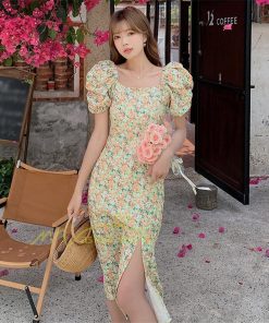 マキシ | ワンピース レディース 花柄ワンピース キレイめ 夏 半袖 ワンピ 花柄 ロング丈ワンピ オシャレ 着痩せ 通勤 エレガント スリット カジュアル 20代30代40代 上品