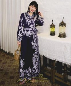 マキシ | マキシワンピース ロングワンピース レディース 夏 秋 長袖 紺 ゆったり Aライン 花柄プリント きれいめ リゾート 大人 20代 母 40代 同窓会 二次会 ママ 30代