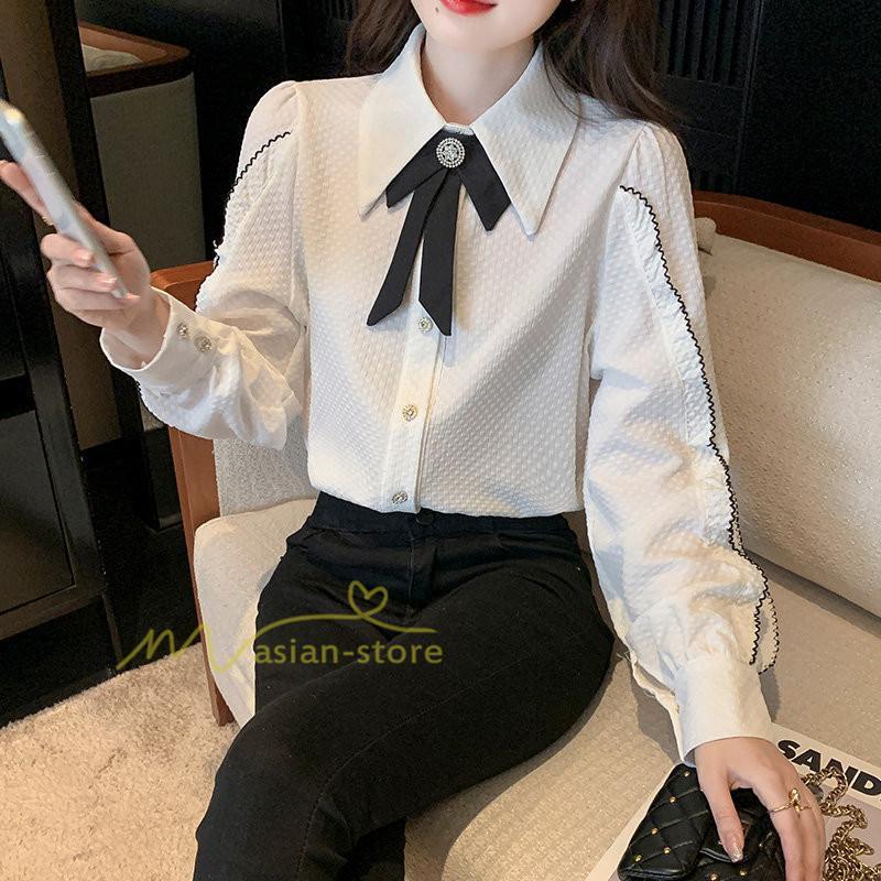 シャツ・ブラウス | スカーフタイシャツ トップス シャツ シャツ ブラウス レディース カジュアル フェミニン 春 秋 冬 きれいめ 着痩せ 韓国ファッション 20代30代40代 夏物 上品