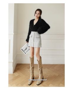 スカート | ミニレディース Aライン ハイウエスト ショート丈 カジュアル お出かけ 通勤 着回し オシャレ 新作 韓国風 ラシャ 暖か キレイめ 2022秋冬