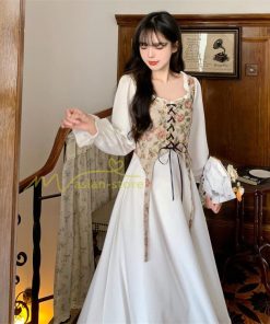 マキシ | フェイクワンピース 秋 レディース 30代40代ワンピース 長袖ワンピース レイヤード風ワンピース Aラインワンピース かわいい お呼ばれ 腰着痩せ 美ライン