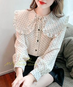シャツ・ブラウス | ブラウス レディース きれいめ 40代 春夏秋新作 オシャレブラウス 長袖トップス ドット柄フレアブラウス 大人 韓国ファッション シャツ 通勤 20代30代 ゆったり