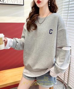 パーカー | トレーナー Tシャツ ロングT レディース 長袖 重ね着風 秋 冬 プルオーバー 可愛い オーバーサイズ ビッグシルエット 韓国ファッション 大きいサイズ