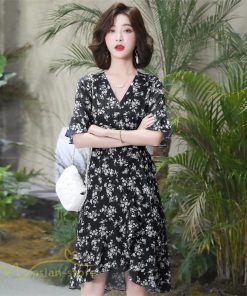 ミディアム | ワンピース 半袖 花柄 きれいめ レディース ひざ丈 ミディアムワンピース サマーワンピース 上品 シフォン Aライン きれいめ 夏 通勤 お出かけ 通学 春 上品