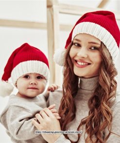 レディース | サンタ帽子 クリスマス 厚手 2022 サンタクロース 帽子 ふわふわ パーティー コスプレ サンタ 仮装 接客 子供 大人 イベント ニット 2type 親子