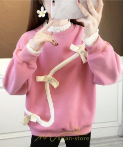 パーカー | トレーナー レディース プルオーバー クルーネック 長袖 レース トップス Tシャツ スウェット ゆったり 蝶結び カジュアル 20代30代40代50代