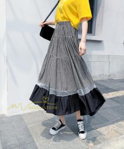 スカート | フレア ロング春物 レディース 春夏 チェック柄 ドッキング リゾート 体型カバー お出かけ 20代30代40代50代 着痩せ 通勤通学 カジュアル