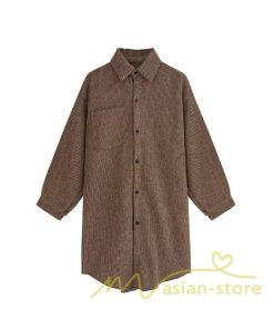 在庫ある | 短納期ロングシャツ アウター コーデュロイレディースブラウス カーディガン ゆったりシャツトップス オフィスブラウス 春秋着こなし インナーシャツ 通学通勤