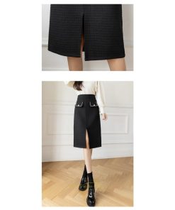 スカート | ロング丈 ミモレ丈 ハイウエスト Aライン レディース エレガント レトロ風 着痩せ 秋冬 スリット 女子会 ビジネス 通勤 OL フォーマル 就活　