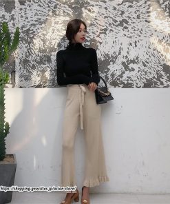 ニット・セーター | カットソー ニット レディース リブニット ハイネック 長袖 秋冬 春 トップス スリム ストレッチ 暖かい 長袖ニット 無地 プルオーバー インナー 長袖カットソー