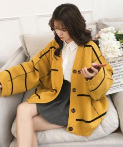 ニット・セーター | ニットカーディガン BIGチェック柄 韓国風