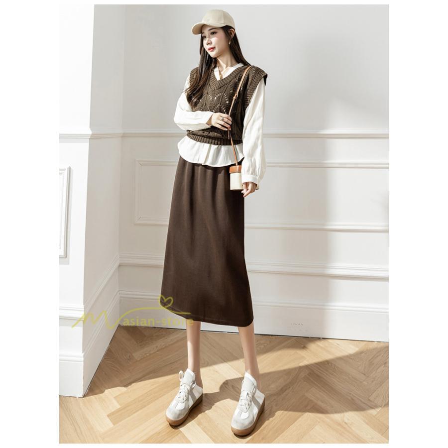 スカート | レディース 無地 カジュアル ひざ下丈 きれいめ 秋冬コーデ エレガント 通勤 通学 20代 Aライン40代 30代 ウエストゴム 50代 ゆったり