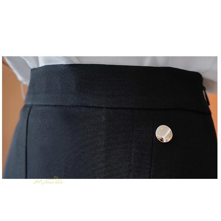 スカート | Aラインタイトビジネスフォーマル OL オフィス 黒ハイウエスト エレガント 着痩せ ヒップアップ シルエット