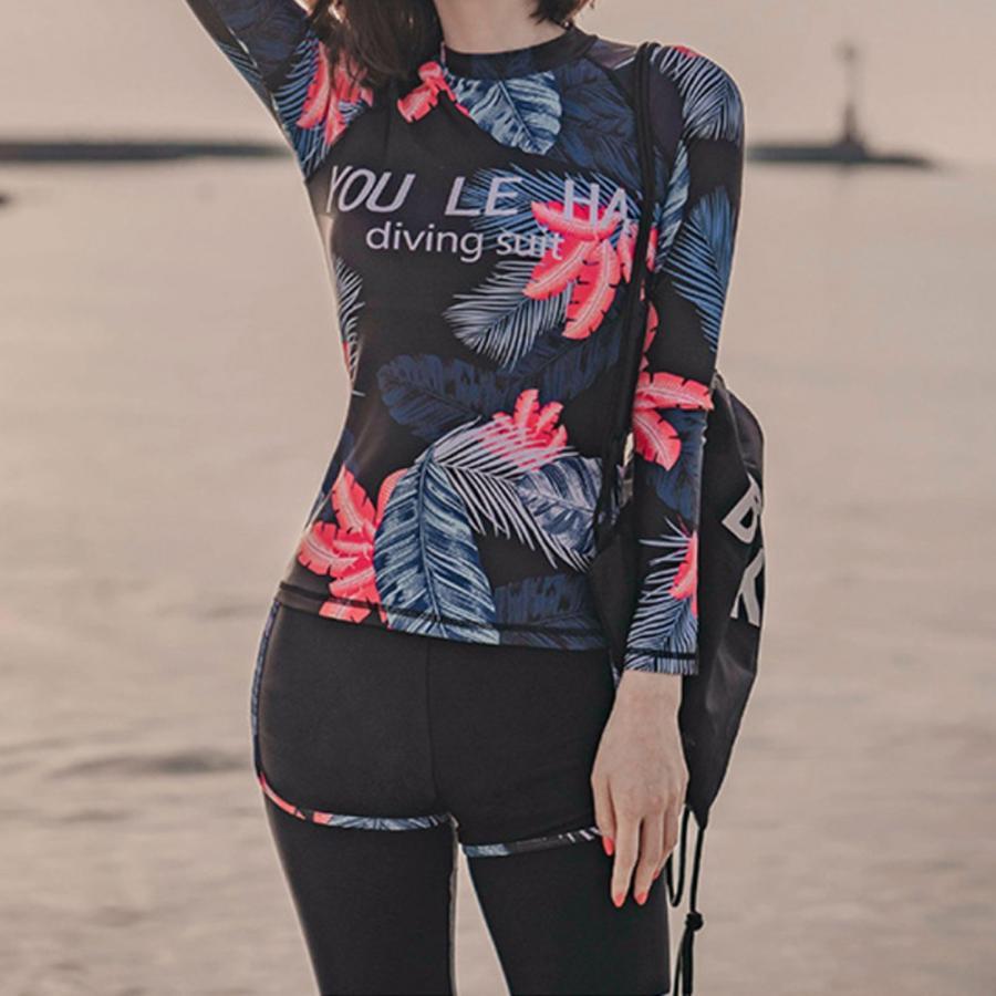 ビキニ | 長袖 タンキニ水着 スイミング フィットネス 水着 ラッシュガード 3点セット レディース パッド入り 体型カバー