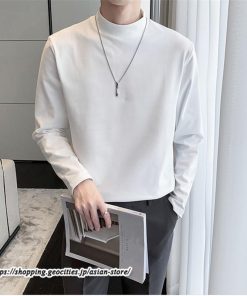 Tシャツ | メンズ トップス 秋冬 保温 無地 モックネック メンズスタイル 20代 30代 通勤 通学 着回し ビジネス 40代 長袖カットソー 冬 50代 コーデ 秋