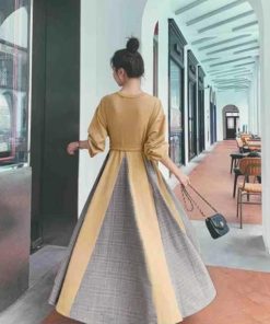 ワンピース | ロング春 異素材フレアワンピ