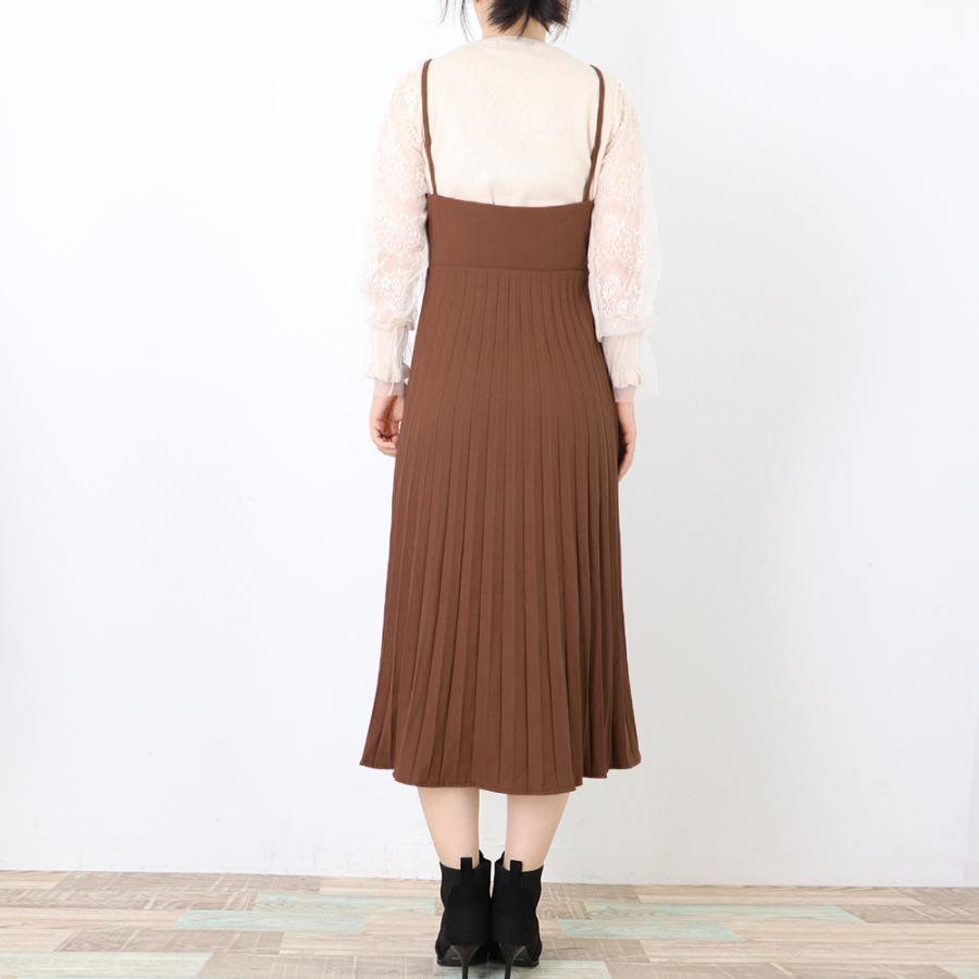 ロングスカート | ロングワンピース シンプル 無地 重ね着 フェミニン フレアキャミワンピ 着やせ レディース キャミソールワンピース プリーツ