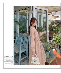 マキシ | ワンピース レディース 秋 冬 長袖 おしゃれ きれいめ フリル 可愛い 無地 ロング丈 ミモレ丈 ゆったり 2021 シンプル 秋新作 ゆったり 上品 カジュアル