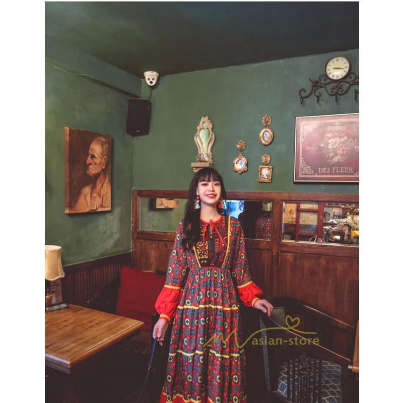 マキシ | ワンピース レディース 春夏 マキシワンピース 長袖ワンピース 綿麻 無地 Aライン フレアワンピース ハイウェスト エスニック ボヘミア風 ロング リゾート