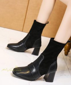 ショートブーツ | ブーツ レディース ローヒール スエード Pu 履きやすい ヒールブーツ 太めヒール ブーティ シューズ 靴 歩きやすい 秋 冬 通勤 40代 20代 通学 OL きれい 30代