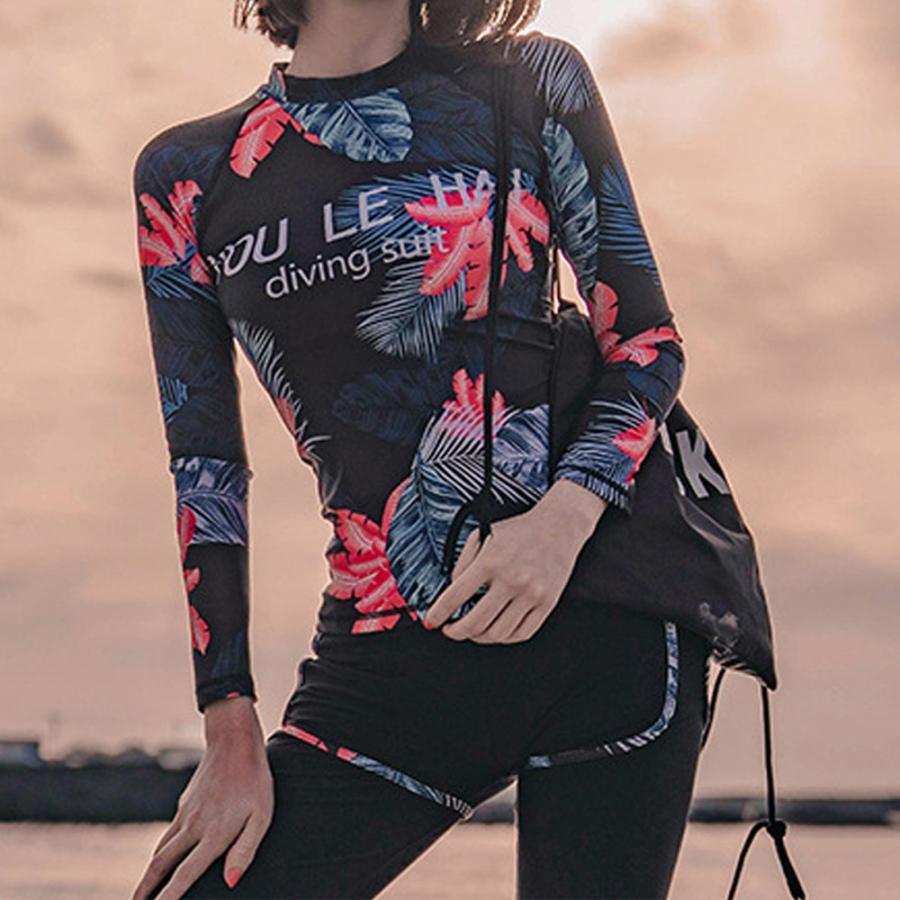 ビキニ | 長袖 タンキニ水着 スイミング フィットネス 水着 ラッシュガード 3点セット レディース パッド入り 体型カバー