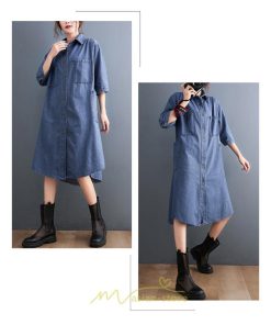 シャツ・ブラウス | デニム ロングシャツ シャツワンピ レディース 長袖 シャツ ロング ミモレ丈 脚長効果 大きいサイズ 体型カバー 着痩せ 20代30代40代50代