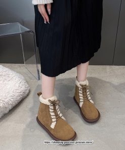 ブーツ | ムートンレディース ショート 編み上げ ボア ショート裏起毛 暖かい もこもこ 痛くない 人気 防寒 秋 歩きやすい 冬 おしゃれ 痛くない
