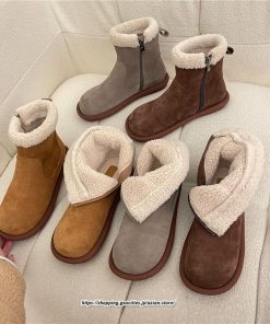 ブーツ | ムートンレディース ショートムートン 靴 防寒 冬物 フラットヒール 痛くない 防滑 ふわふわ もこもこ 履きやすい 歩きやすい 暖かい