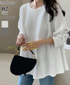シャツ・ブラウス | Tシャツ トップス レディース きれいめ 40代 春夏秋 長袖トップス オシャレ ブラウス Tシャツ 韓国風 通勤 無地 韓国ファッション カジュアル 着痩せ ゆったり