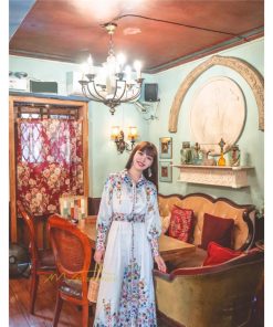 マキシ | マキシワンピース ワンピース レディース 長袖 体型カバー レトロ風 プリント ドレス マキシ丈ワンピース 通勤 綺麗 夏 ロング マキシ丈 オシャレ ラペル 無地