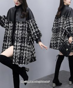 コート・ジャケット | チェスターコート レディース ロングコート アウター 黒 コート チェック柄 ラシャ 切り替え ゆったり 上品 あったか 2022新作 カジュアル 秋冬